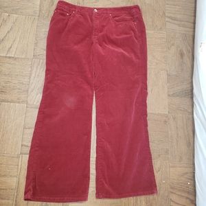 Jones Ny Red Corduroy Stretch Pants 14p Comfy Warm